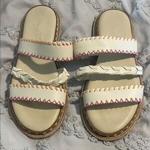 Sole Society Tan and Pink Braided Sandals